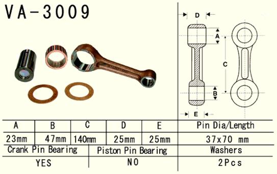 VESRAH ojnice SUZUKI LTA/LTF 500 VINSON '02-'07, QUADRUNER '98-'02, CF MOTO 500, ARCTIC CAT XT 550/700 '09- (VA3009) (LTA500) (MADE IN JAPAN)
