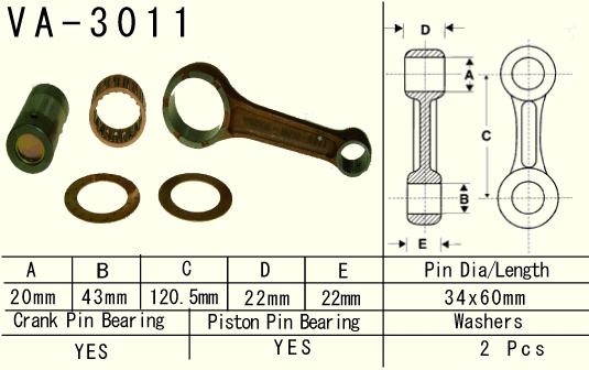 VESRAH ojnice SUZUKI LTF 400 (LTF400) EIGER '02-'10, DR 350 '90-'99, LTF400 (LTF400) KING QUAD FSI '12-'15 (VA3011) (VA-3010) (MADE IN JAPAN)
