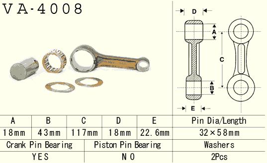VESRAH connecting rod KAWASAKI KEF 300 (KEF300) '95-'00, KLF300 (KLF300) '86-'05, KVF 300 (KVF300) '89-'02 (VA4008) (MADE IN JAPAN)