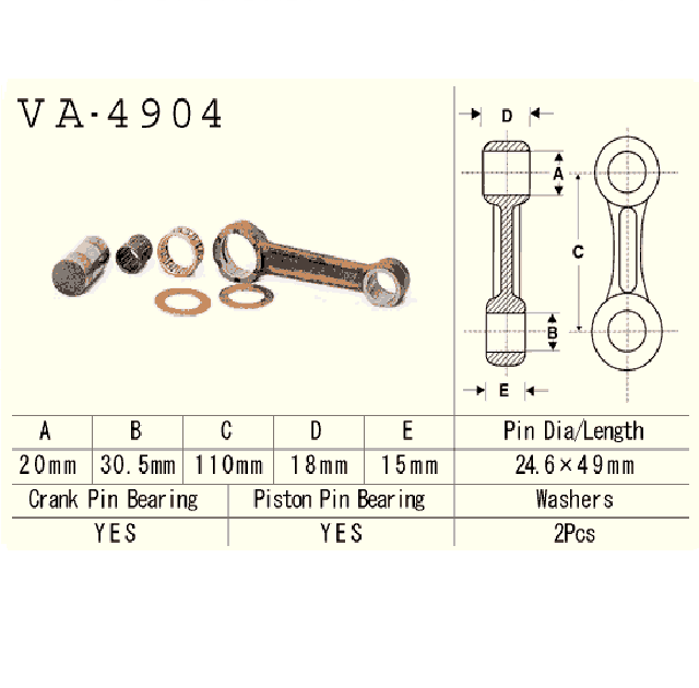 Connecting rod set VESRAH VA-4904
