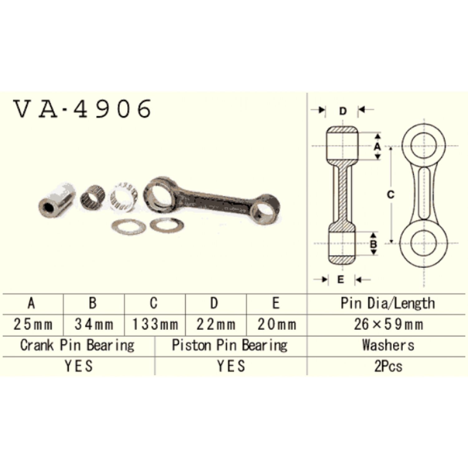 Connecting rod set VESRAH VA-4906