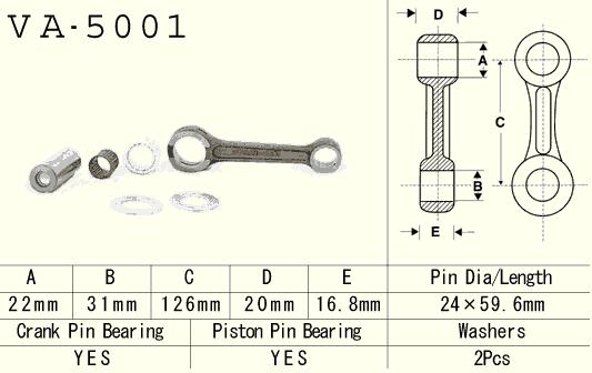 Connecting rod set VESRAH VA-5001