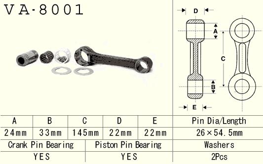 Connecting rod set VESRAH VA-8001