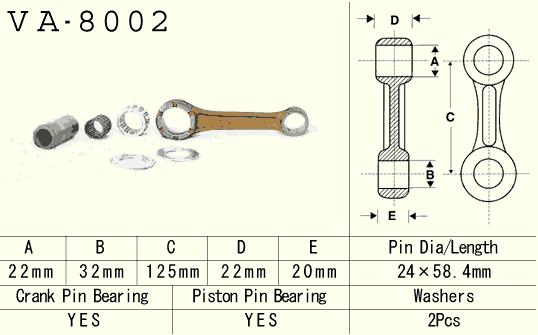 Connecting rod set VESRAH VA-8002