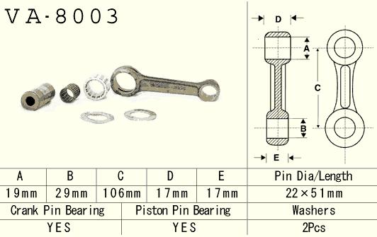 Connecting rod set VESRAH VA-8003