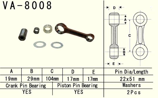 Connecting rod set VESRAH VA-8008
