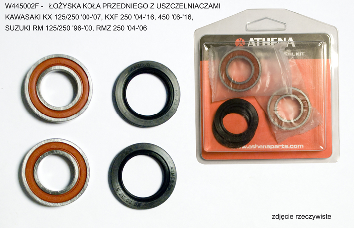 ATHENA ložiska předního kola s těsnícími prvky KAWASAKI KX 125/250 00-07, KXF 250 04-16, 450 06-16, SUZUKI RM 125/250 96-00, RMZ 250 04-06