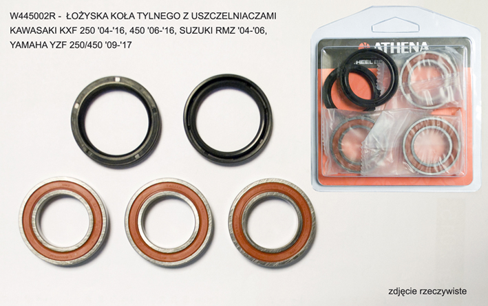 ATHENA ložiska zadního kola s těsnícími prvky KAWASAKI KXF 250 04-24, 450 06-16, SUZUKI RMZ 04-06, YAMAHA YZF 250/450 09-24