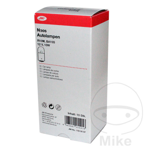 JMP žárovka 12V10W BA15S počet 10 ks. ID 1590306 GAS GAS EC 250 21-24, GAS EC 250 F 21-24, GAS EC 300 21-24, GAS EC 350 F 21, GAS EC 500 F 24, HONDA C 50 LA CUB 86, C 90 CUB 86-96...