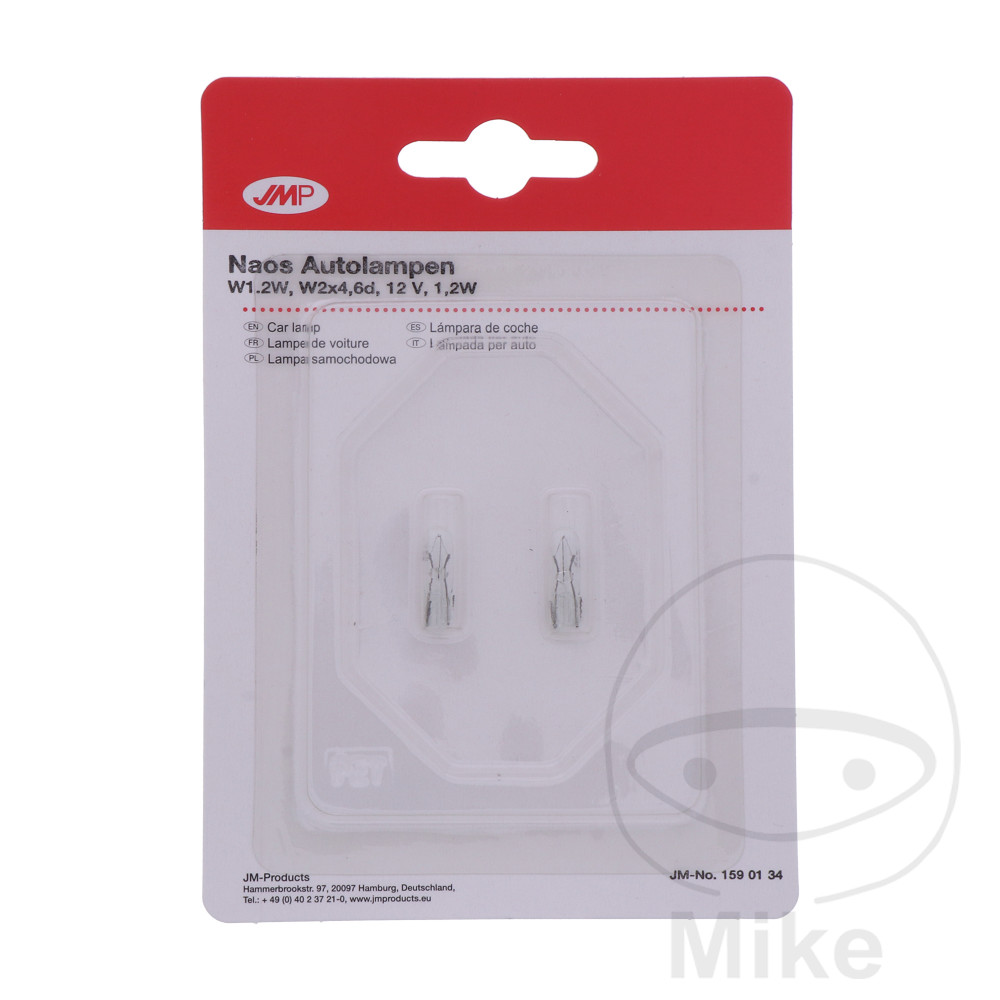 JMP žárovka 12V1.2W W2X4.6D 2er Blister ID 1597673 APRILIA PEGASO 650 97-00, PEGASO 650 IE 01-04, PEGASO 650 GARDA 98-00, PEGASO 650 IE GARDA 01-04, SR 50 AC 2T MOTARD EURO2 12-18, SR 125 IE MAX 12-17, SR 125 MOTARD 12-16...