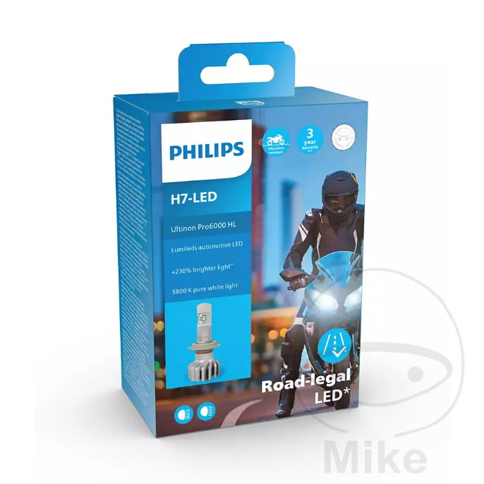 Philips žárovka PRO 6000 HL H7/LED LED pro motocykly BMW F 650 800 GS 08-12, F 650 800 GS ABS 08-12, F 700 800 GS ABS 13-17, F 700 800 GS ABS ESA 17, F 800 800 GS ABS 16-17, F 800 800 GS ABS ESA 17, F 800 800 GS ADVENTURE ABS 16-18...