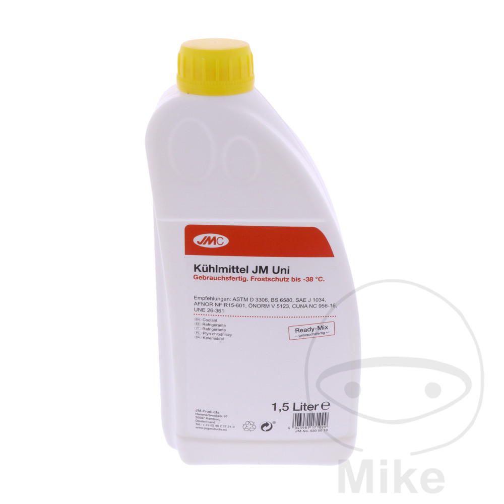 JMC chladící kapalina  JM UNI 1.5L JMC GEBR ADIVA AD 125 08-10, AD 250 07, AD 250 IE 08-10, ADLY/HER CHEE/HERKULES AIR TEC SSII 50 LC 09-11, CHEE/HERKULES CANYON 280 07-13, CHEE/HERKULES CANYON 320  22 PALCŮ 07-11, CHEE/HERKULES CANYON 320  25 PALCŮ 12-16