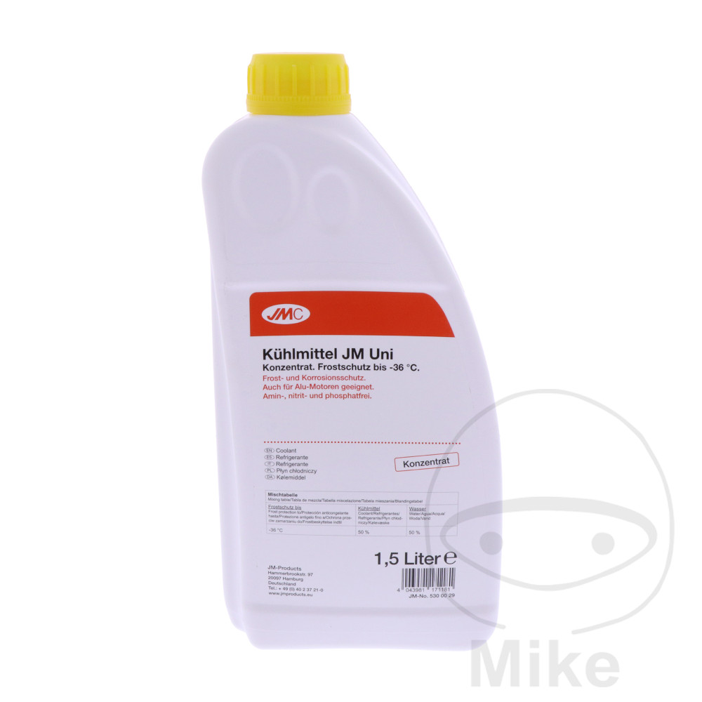 JMC chladící kapalina JMC Universal 1.5 Liter GLY 5300215 ADIVA AD 125 08-10, AD 250 07, AD 250 IE 08-10, ADLY/HER CHEE/HERKULES AIR TEC SSII 50 LC 09-11, CHEE/HERKULES CANYON 280 07-13, CHEE/HERKULES CANYON 320  22 PALCŮ 07-11, CHEE/HERKULES CANYON 320  