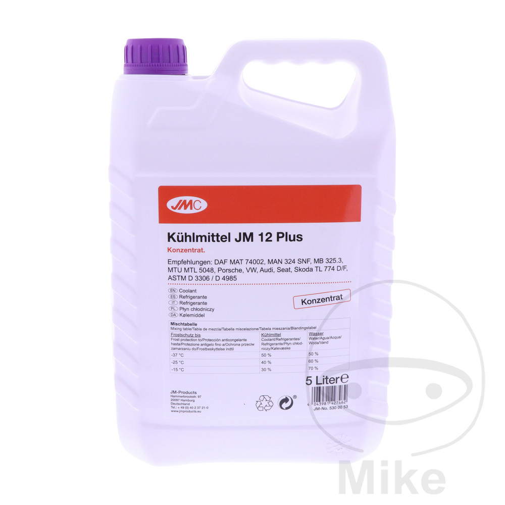 JMC chladící kapalina  JM 12+ 5L JMC s nemrznoucí směs ADIVA AD 125 08-10, AD 250 07, AD 250 IE 08-10, ADLY/HER CHEE/HERKULES AIR TEC SSII 50 LC 09-11, CHEE/HERKULES CANYON 280 07-13, CHEE/HERKULES CANYON 320  22 PALCŮ 07-11, CHEE/HERKULES CANYON 320  25 