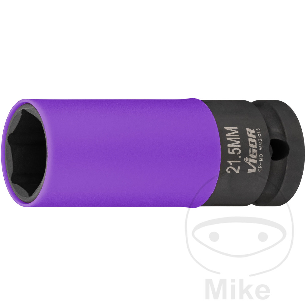 Vigor rázová nástrčná hlavice 6-ti hran 1/2 21.5MM potažený délka 80MM