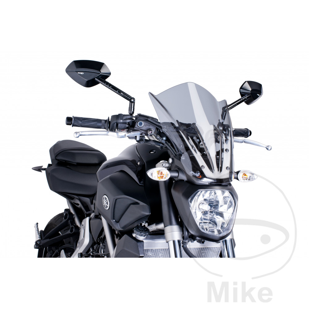 Puig cestovní plexi nové generace Puig pro nakedbike - šedé YAMAHA MT-07 700 14-16, MT-07 700 MOTO CAGE 14-16, MT-07 700 A ABS 14-17, MT-07 700 A MOTO CAGE ABS 14-17