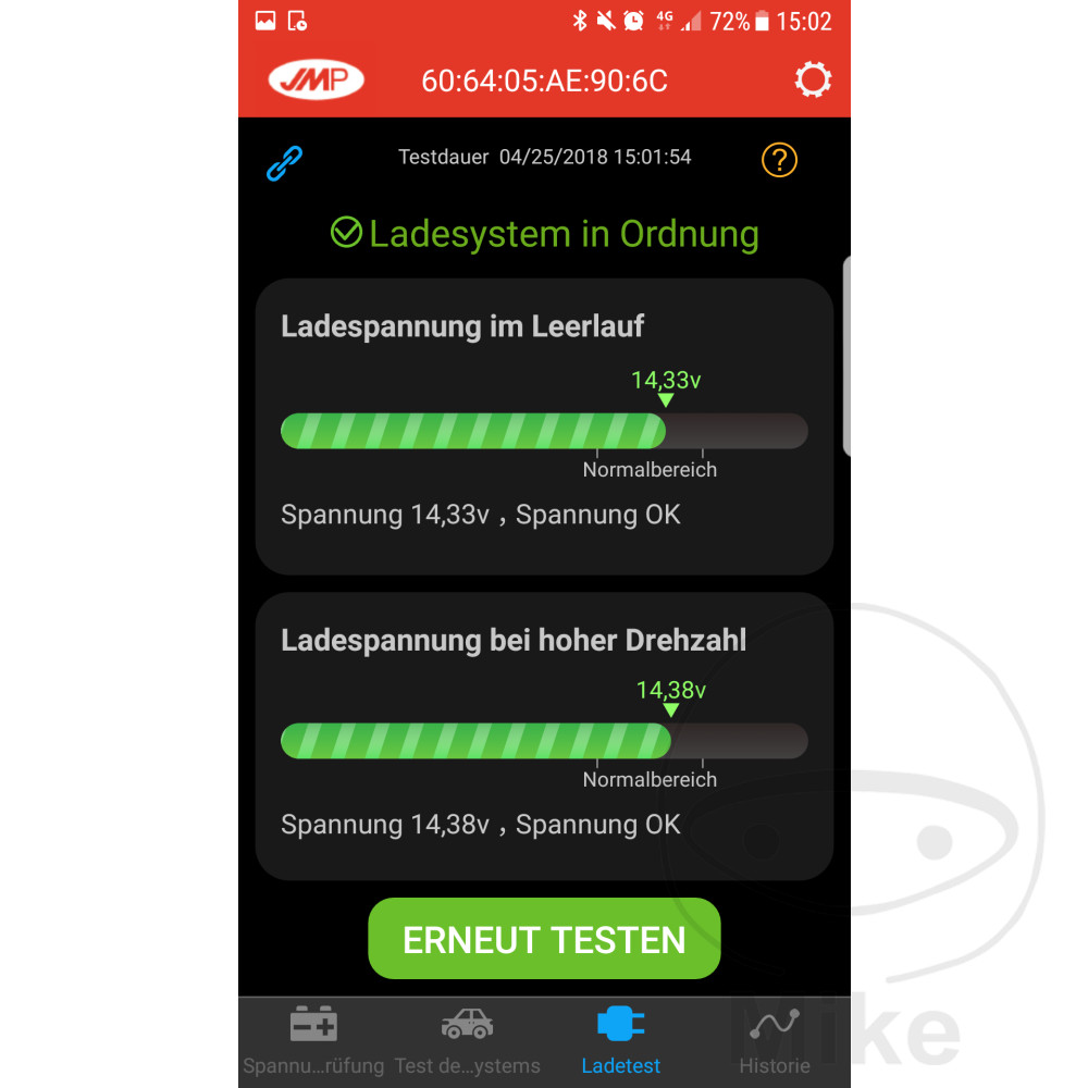 JMP skan Monitor akumulátorů 2 Bluetooth propojení s aplikací zdarma ADIVA AD 250 07, AD 250 IE 08-10, NAMURA 50 09-10, ADLY/HER CHEE/HERKULES AIR TEC 1 50 AC 06-10, CHEE/HERKULES AIR TEC SSII 50 LC 09-11, CHEE/HERKULES AT 50 PT2 99-01, CHEE/HERKULES ATV