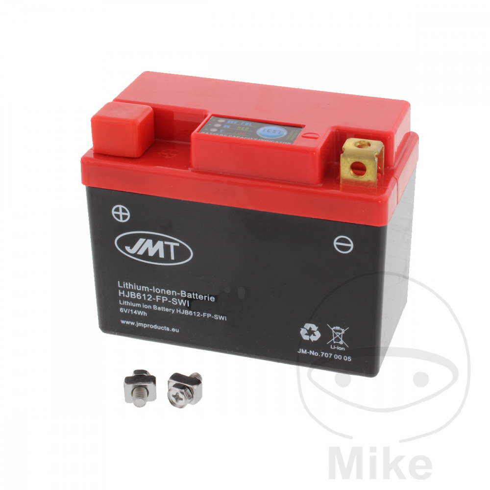 Levně JMT motocyklový akumulátor HJB612-FP 6V JMT Lithium-iontová s ukazatelem, vodotěsná HONDA CB 125 K 72-75, CM 125 T 78-81, CM 185 T 78-80, CM 200 T 80