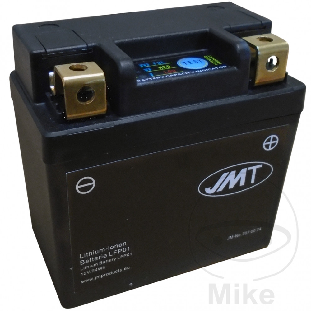 Levně JMT motocyklový akumulátor LFP01 JMT Lithium-iontová s ukazatelem, vodotěsná APRILIA RX 125 K 89, RX 125 L 90, RX 125 M 91, RX 125 N 92, RX 125 P 93,