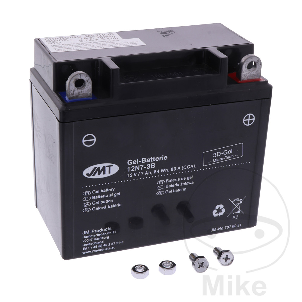 Levně JMT motocyklový akumulátor 12N7-3B Gel JMT Yuasa 7070220 3059 6ON 9016 HYOSUNG GA 125 2V CRUISE I 97-98, GA 125 4V CRUISE II 97-00, GA 125 4V CRUISE