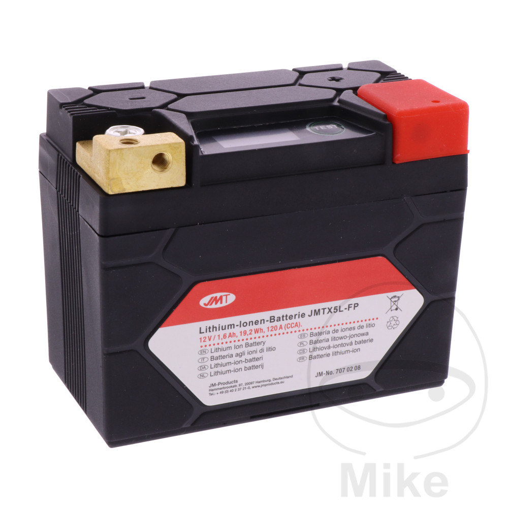 Levně JMT motocyklový akumulátor JMTX5L-FP JMT Lithium-iontový s ukazatelem napětí ADLY/HER CHEE/HERKULES AIR TEC 1 50 AC 06-10, CHEE/HERKULES AIR TEC SSII