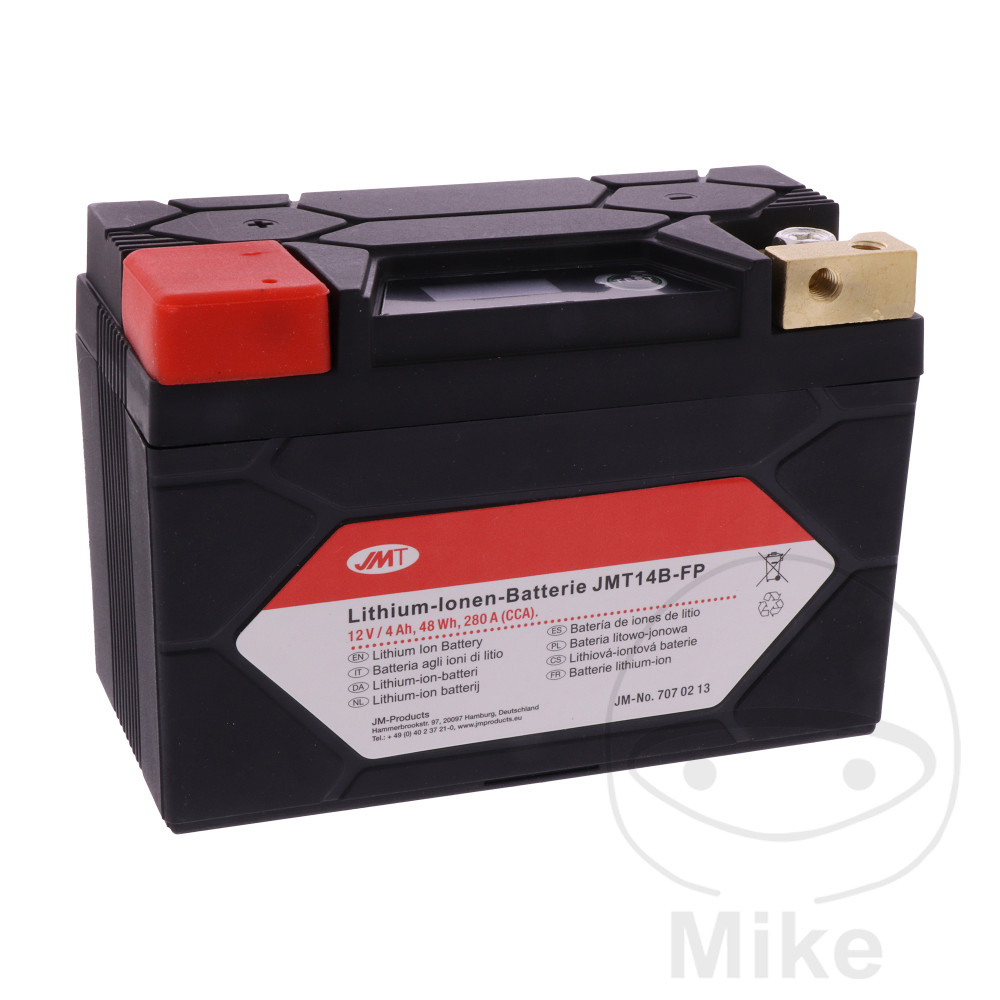 Levně JMT motocyklový akumulátor JMT14B-FP JMT Lithium-iontový s ukazatelem napětí ADLY/HER CHEE/HERKULES CROSSROAD 220 SENTINEL 06-10, APRILIA RS 660 ABS