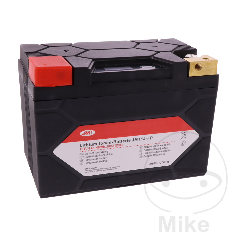 Levně JMT motocyklový akumulátor JMT14-FP JMT Lithium-iontový s ukazatelem napětí ADLY/HER CHEE/HERKULES CANYON 280 07-13, CHEE/HERKULES CANYON 320 22