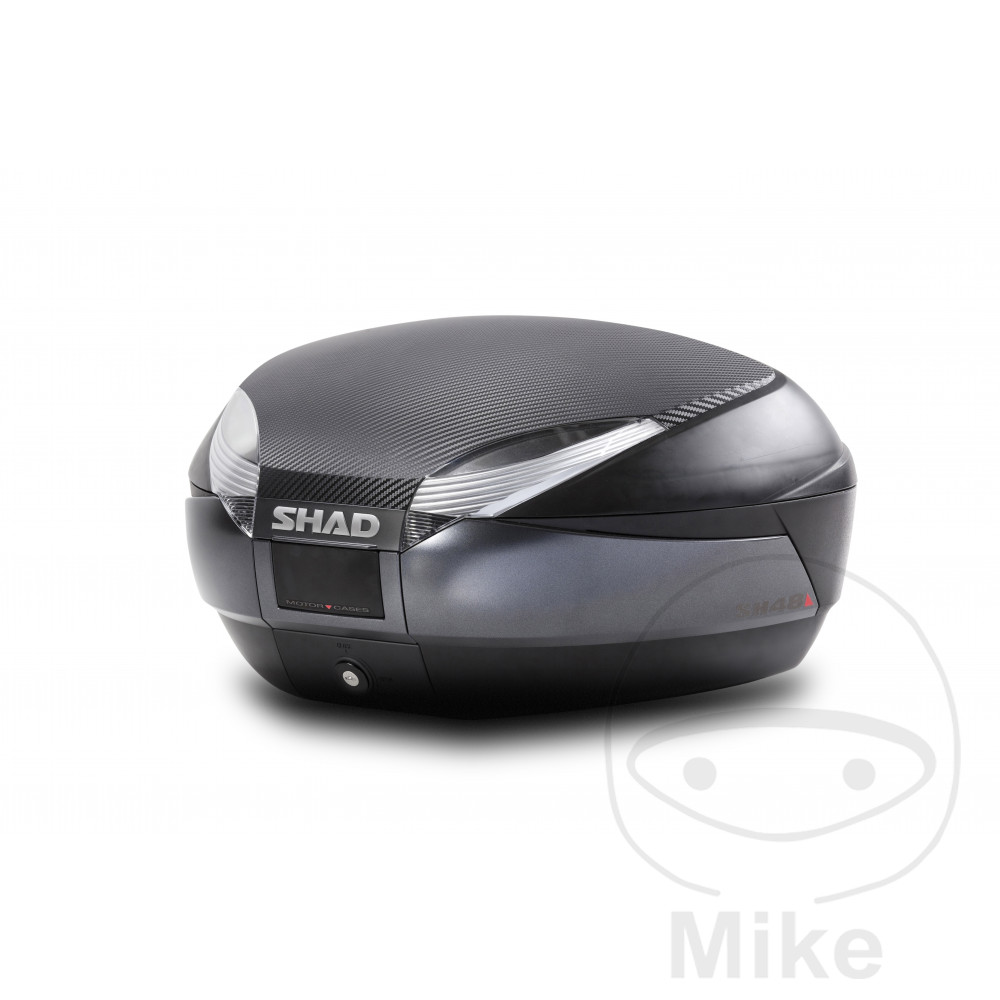 Shad horní kufr černý+karbon 48 litrů Shad SH48 s platem + opěrka APRILIA ARRECIFE 125 04-06, ARRECIFE 200 04-06, ARRECIFE 250 04-06, ATLANTIC 125 IE 12-13, ATLANTIC 125 03-12, ATLANTIC 200 04-05, ATLANTIC 250 04-06...