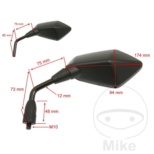 Levně JMP zrcátko černé levé KAWASAKI Z 750 07-10, Z 750 ABS 07-10, Z 1000 07-09, Z 1000 ABS 07-09