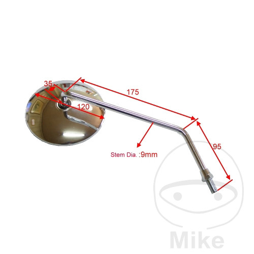 Levně JMP zrcátko chrom levé KAWASAKI BJ 250 ESTRELLA 94-99, EL 250 ELIMINATOR 88-95, EL 252 ELIMINATOR 96-00, EN 450 LTD 85-89, EN 500 90-93, Z 250 81-82,