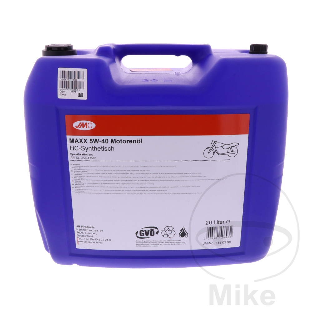 JMC olej 5W40 4T 20 lit. JMC Maxx HC-syntetický vypouštěcí kohout 7140171 APRILIA MANA 850 07-10, MANA 850  ABS 08-10, MANA 850 GT  ABS 09-10, BMW K 1200 LT  ABS 99-09, K 1200 RS  5,0 PALCŮ RÁFEK ABS 01-05, K 1200 RS  5,5 PALCŮ RÁFEK ABS 01-05, K 1200 S  