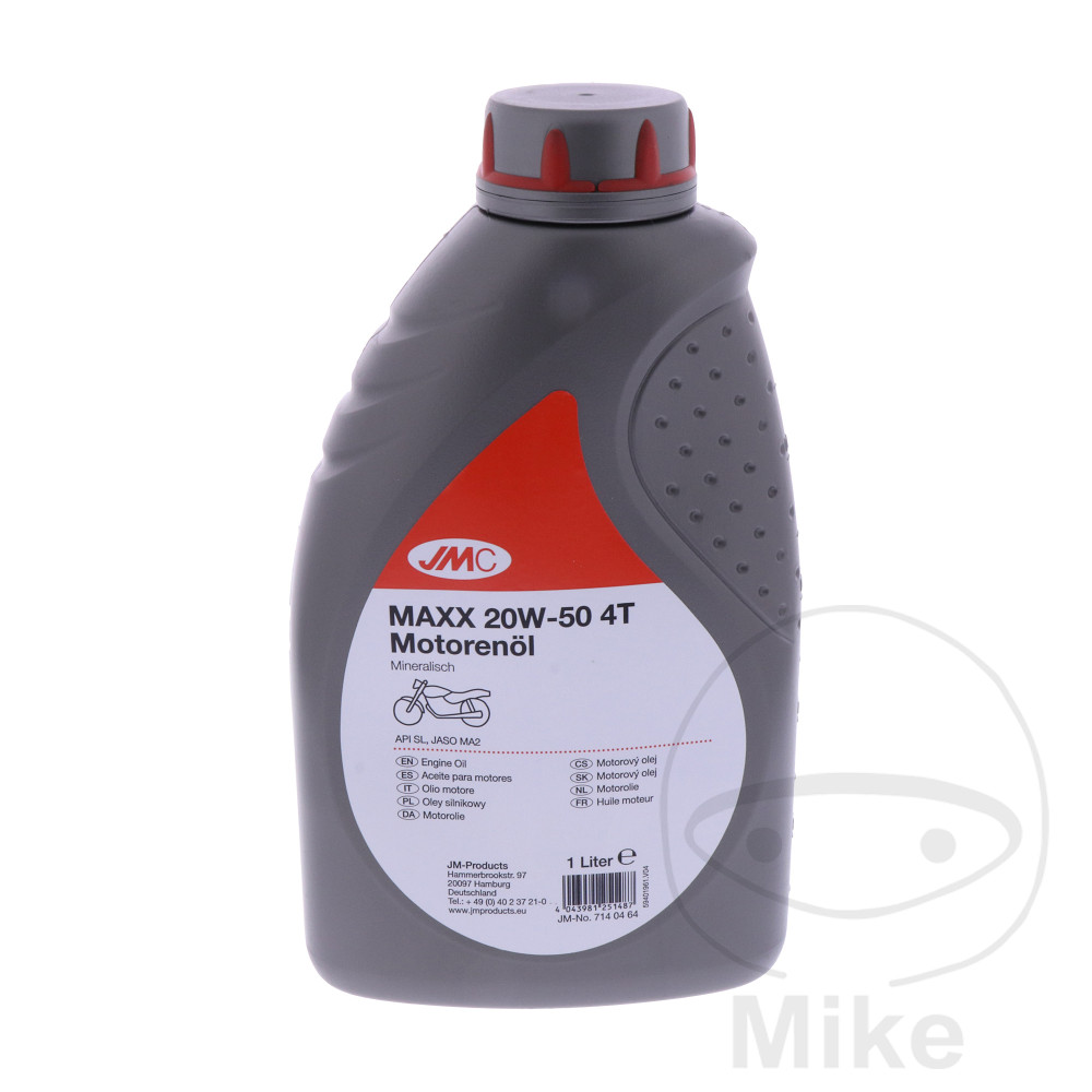 JMP olej 20W50 4T 1 lit. JMC Maxx minerální BMW K 75 /2 92-94, K 75 /2 ABS 92-94, K 75 S 92-95, K 75 S ABS 92-95, K 75 C 85-90, K 75 RT 92-95, K 75 RT ABS 92-96...