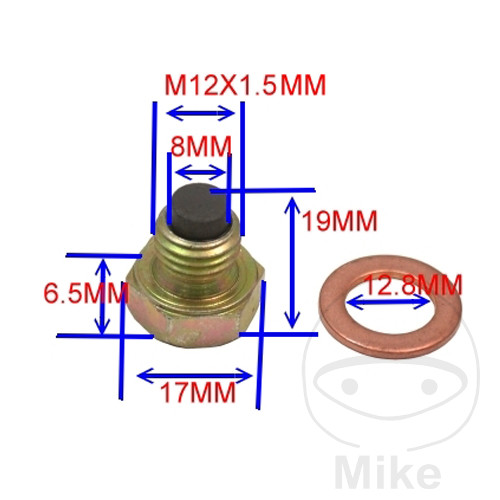 Levně JMP magnetický olejový výpustný šroub M12X1.50 s těsnícím kroužkem ADLY/HER CHEE/HERKULES ATV 150 S SPORT 04-09, CHEE/HERKULES ATV 150 U UTILITY