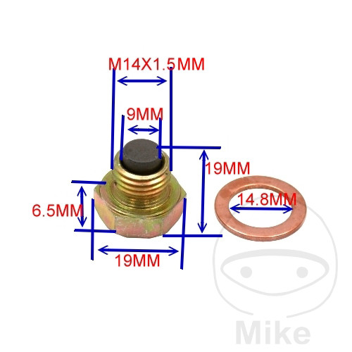 Levně JMP magnetický olejový výpustný šroub M14X1.50 s těsnícím kroužkem ADLY/HER CHEE/HERKULES HURRICANE 450 S SPORT LOF 17-21, CHEE/HERKULES HURRICANE 450