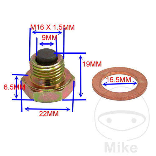 Levně JMP magnetický olejový výpustný šroub M16X1.50 s těsnícím kroužkem APRILIA DORSODURO 750 SMV 08-13, DORSODURO 750 SMV ABS 09-17, DORSODURO 750 SMV