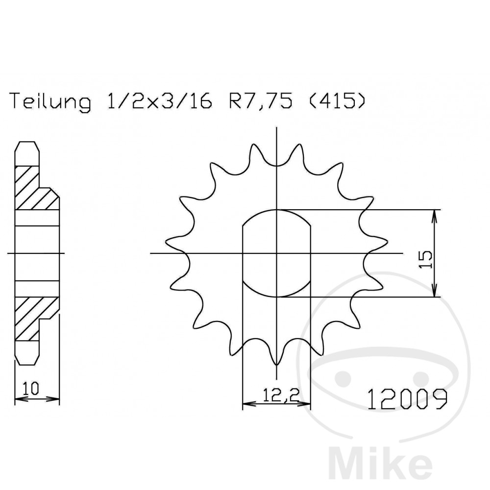 Levně Esjot přední ozubené kolečko 10Z typ řetězu 415 vnitřní rozteč 12.2/15 BETA MINICROSS 50 R10 05-17, MINICROSS 50 R12 05-17, MINITRIAL 70 LC 13-17,