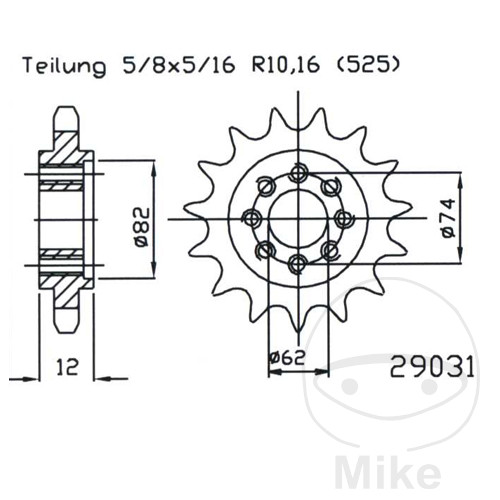 Levně Esjot ozubené kolečko 22Z pro řetěz 525 rund 17.2/20 APRILIA SRV 850 IE 12-17, SRV 850 IE ABS 12-18, GILERA GP 800 07-14