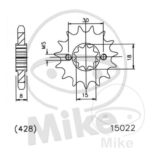 Levně Esjot přední ozubené kolečko 13Z typ řetězu 428 jemné ozubení vnitřní rozteč 15/18 HERCULES ZX 50 95-96, SACHS ZX 50 96-00