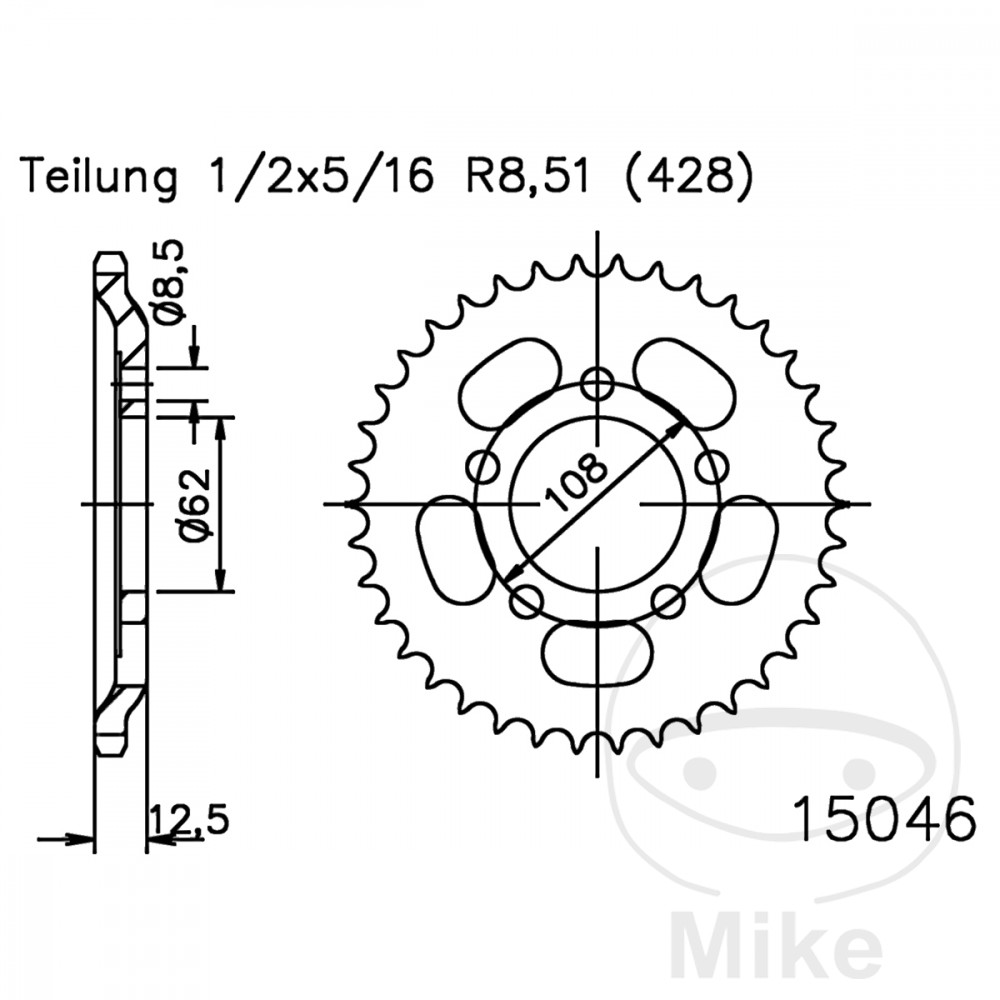 Levně Esjot rozeta 49Z typ 428 Vnitřní průměr 062 rozteč děr 108 MZ/MUZ RT 125 00-08
