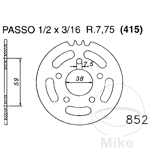 Esjot rozeta 45Z typ 415 černá Vnitřní průměr 038 rozteč děr 059 ZÜNDAPP ZA 25 25 80-82, ZB 22 25 79, ZD 10 25 77-79, ZR 10 25 KOLO S VÝPLETEM 77-79, ZR 10 25 LITÁ KOLA 77-79, ZR 10 25 79, ZR 20 25 KOLO S VÝPLETEM 77-79...