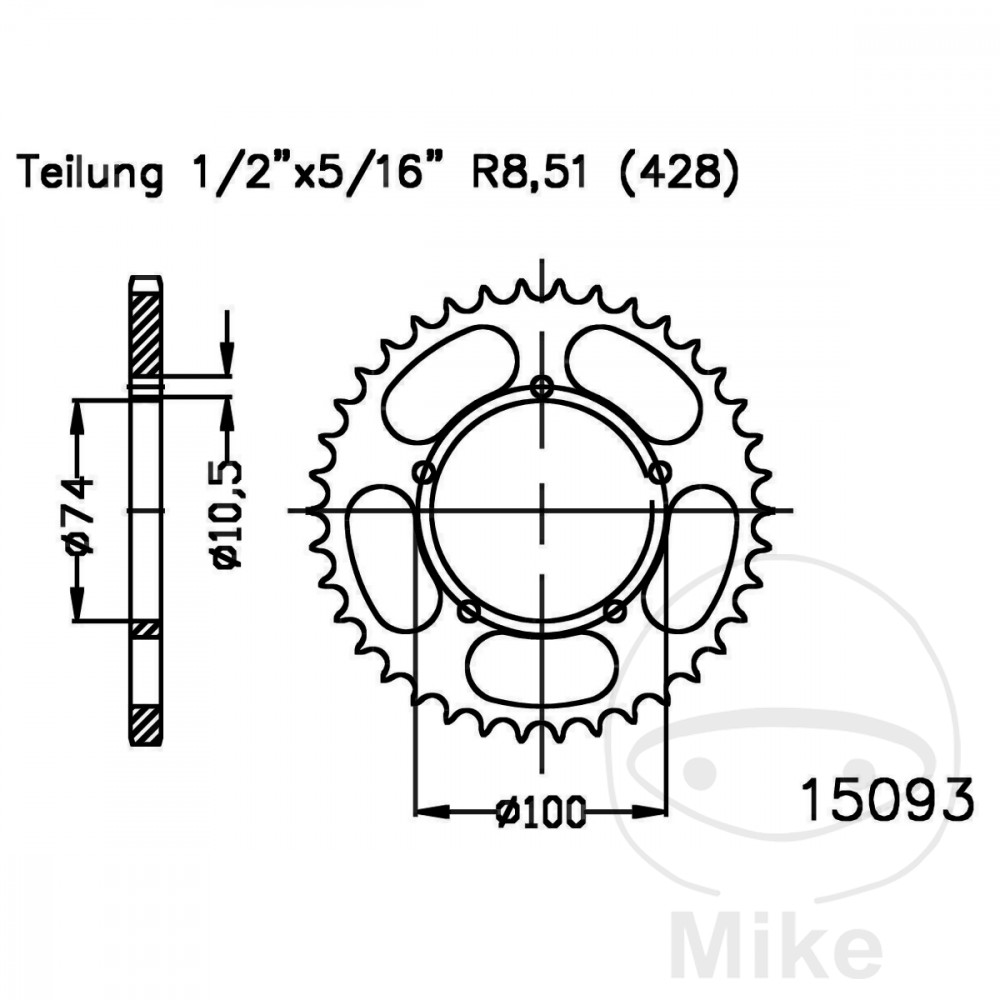 Levně Esjot rozeta 45Z typ 428 Vnitřní průměr 074 rozteč děr 102 DAELIM VL 125 FI DAYSTAR CBS 17-19, VL 125 FI DAYSTAR SPEICHENRAD 13-16, VL 125 FI DAYSTAR