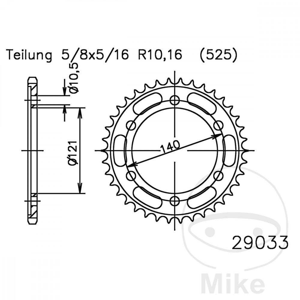 Esjot rozeta 45Z pro řetěz 525 černá vnitřní průměr 121 rozteč děr 140 CAGIVA RAPTOR 650 01-04, RAPTOR 650 IE 05-08, V-RAPTOR 650 01-05, MOTO MORINI 11 1/2 1200 14-17, MORINI 9 1/2 1200 07-11, MORINI CORSARO 1200 06-11, MORINI CORSARO 1200 ZZ ABS 17-21..