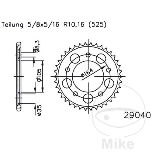 Esjot rozeta 47Z typ 525 černá Vnitřní průměr 105 rozteč děr 164 APRILIA SRV 850 IE 12-17, SRV 850 IE ABS 12-18, GILERA GP 800 07-14