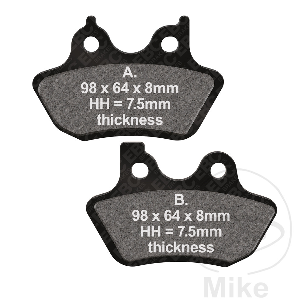 Levně EBC brzdové destičky Sinter HH EBC HARLEY DAVIDSON FLHR 1450 ELECTRA GLIDE ROAD KING 00-01, DAVIDSON FLHR 1450 ROAD KING 02-03, DAVIDSON FLHR 1584