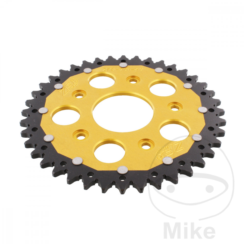 ZF Sprockets rozeta Dual 40Z typ 520 zlatá  ZF vnitřní průměr 062 rozteč děr 108 APRILIA RS 125 EXTREMA/REPLICA 92-05, RS 125 EXTREMA/REPLICA 80 KM/H 97-05, RS 125 SPORT PRO 93-94, TUAREG 125 WIND 88-90, TUONO 125 03-04
