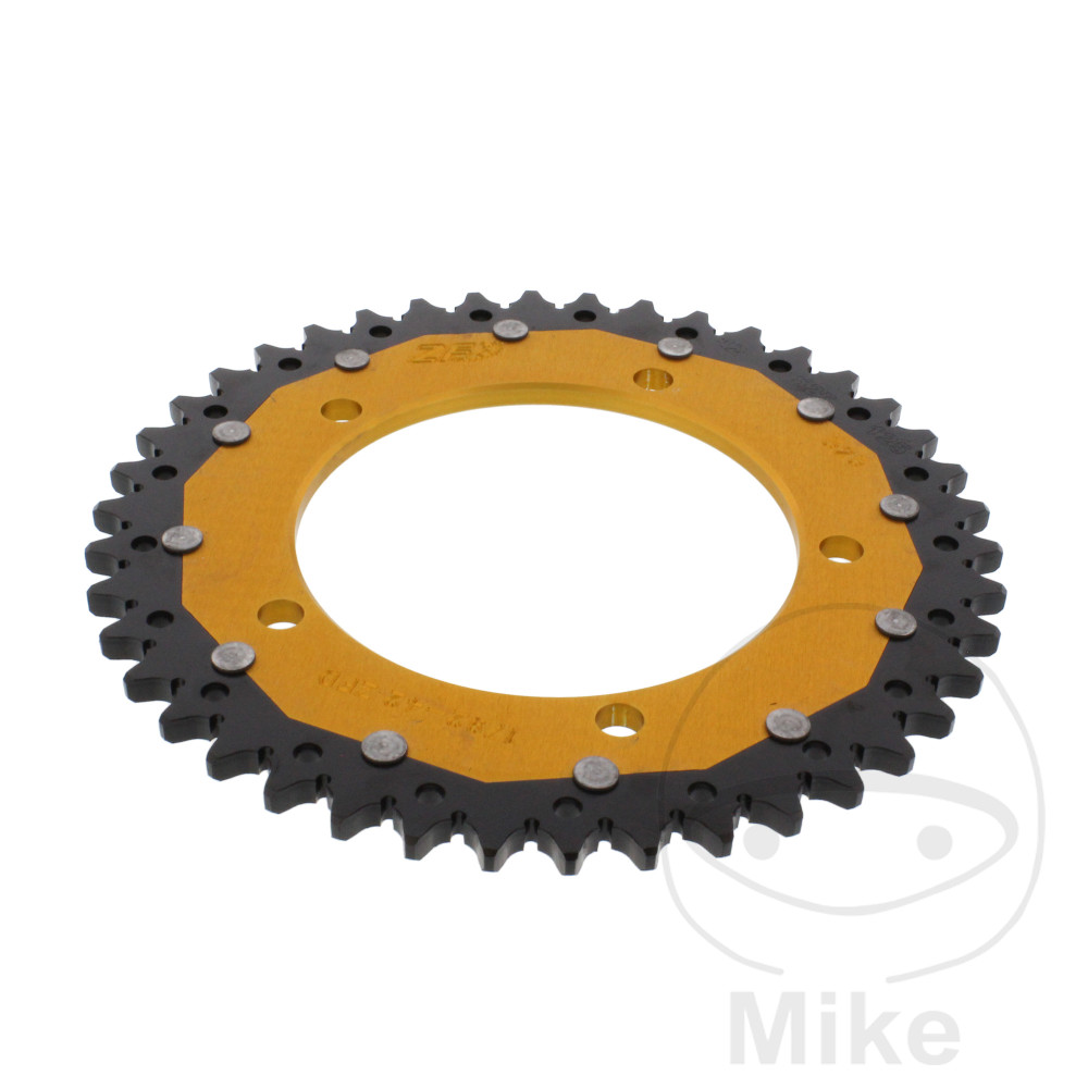 ZF Sprockets rozeta Dual 42Z typ 525 zlatá ZF vnitřní průměr 120 rozteč děr 140 KAWASAKI KLV 1000 04-06, SUZUKI DL 650 V-STROM 04-11, DL 650 U3
