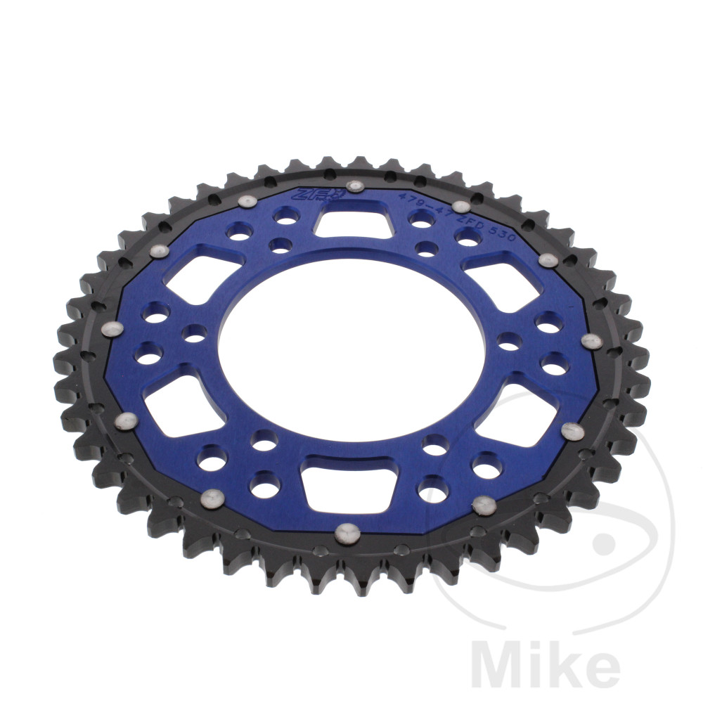 ZF Sprockets rozeta DUA 47Z pro řetěz 530 modrá ZF vnitřní průměr 110 rozteč děr 130 KAWASAKI GPX 600 R 88-99, GPZ 600 R NINJA 85-90, MZ/MUZ 1000 1000