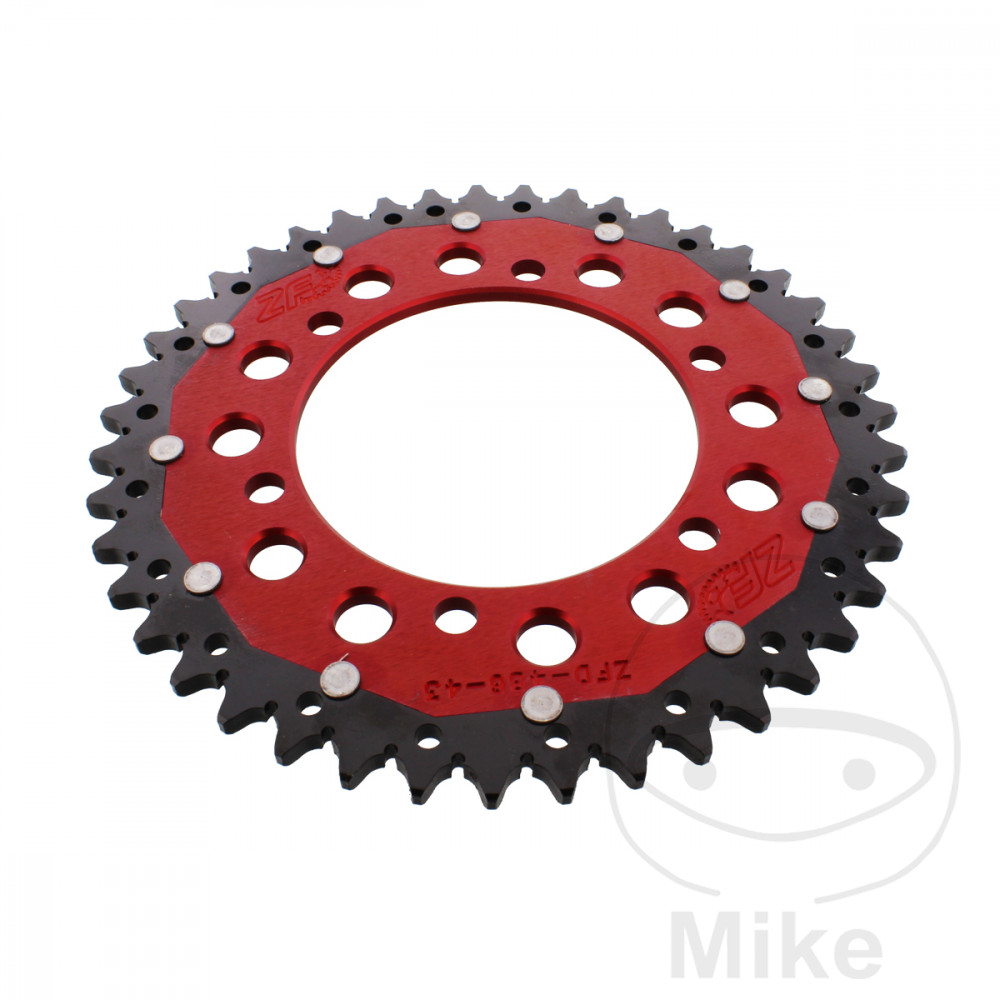 ZF Sprockets rozeta Dual 43Z typ 520 červená ZF vnitřní průměr 110 rozteč děr 130 KAWASAKI EL 250 ELIMINATOR 88-95, ELIMINATOR 500 24-25, ER 500