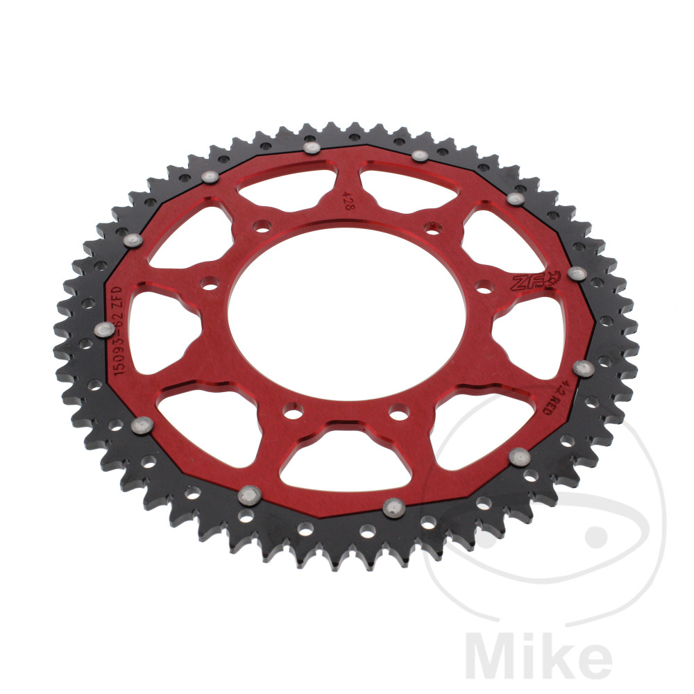 Levně ZF Sprockets rozeta DUA 62Z pro řetěz 428 červená ZF vnitřní průměr 105 rozteč děr 125 APRILIA RX 125 4T ABS 18-20, RX 125 4T ABS EURO5 21-24, RX