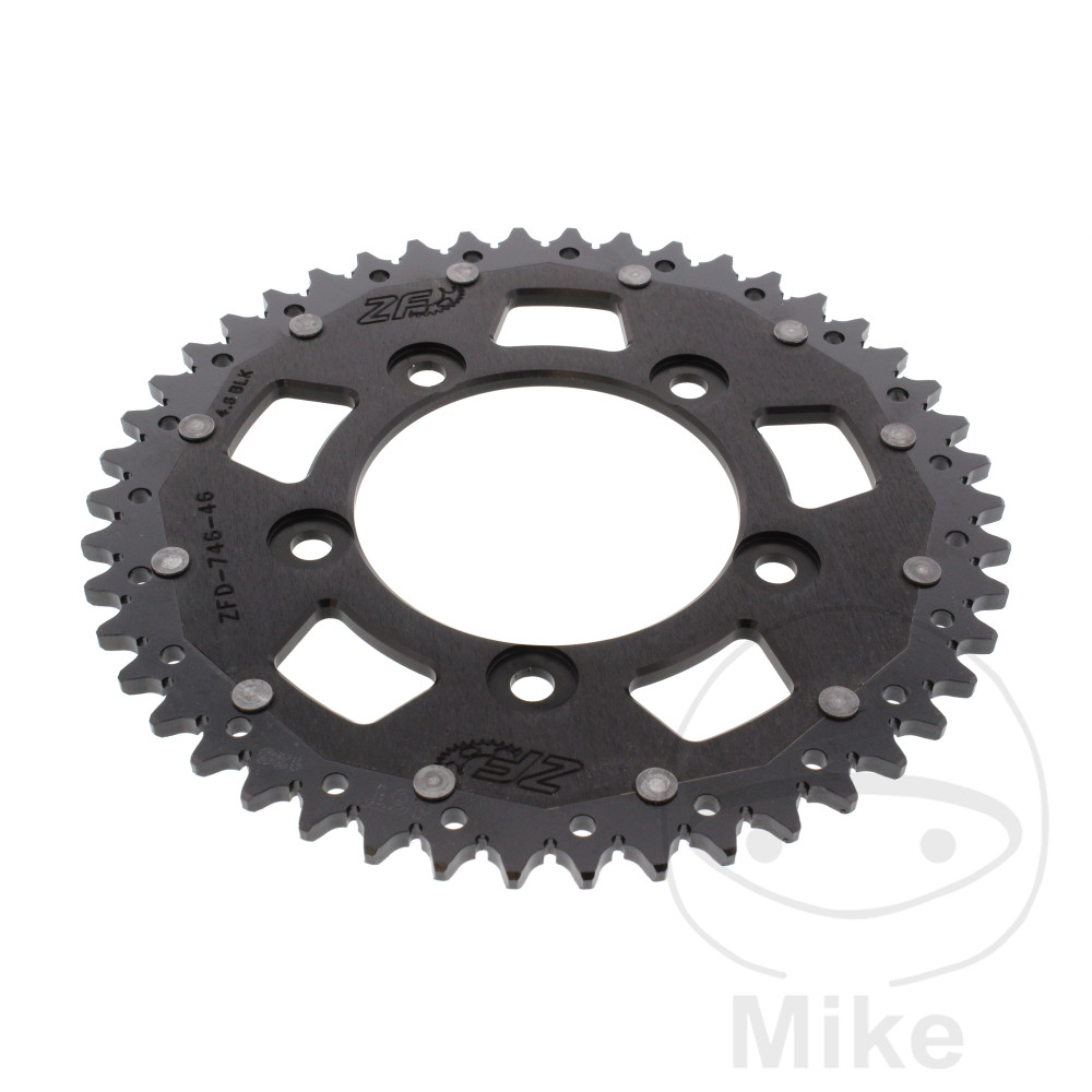 ZF Sprockets rozeta DUA 46Z pro řetěz 520 černá ZF vnitřní průměr 100 rozteč děr 124 DUCATI MONSTER 797 ABS 17-21, MONSTER 797 + PLUS ABS 17-19,